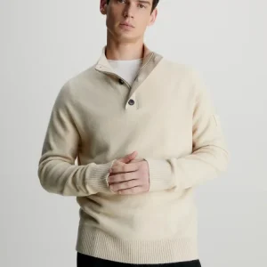 Calvin Klein Maglia Uomo Lycra Blend Button Quarter Zip Calvin Klein Maglia Uomo Lycra Blend Button Quarter Zip