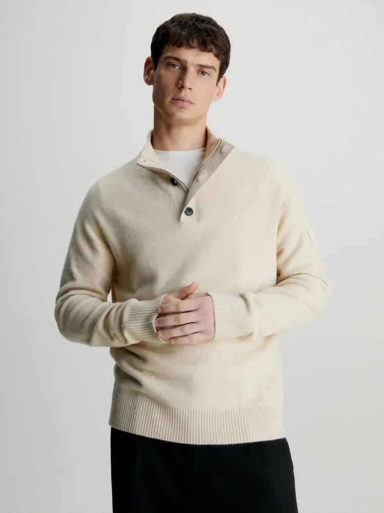 Calvin Klein Maglia Uomo Lycra Blend Button Quarter Zip