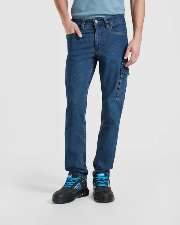 Pantalone da Lavoro Multitasche RAPTOR – Denim Elasticizzato con Tasca Cargo | Roly WRK