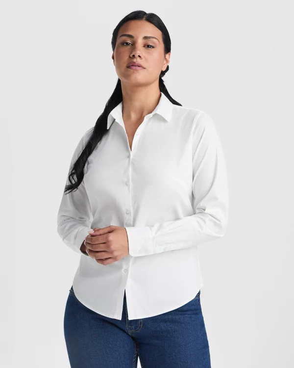 Camicia da Lavoro Donna Maniche Lunghe MOSCU WOMAN – Elasticizzata e Taglio Aderente Camicia da Lavoro Donna Maniche Lunghe MOSCU WOMAN – Elasticizzata e Taglio Aderente