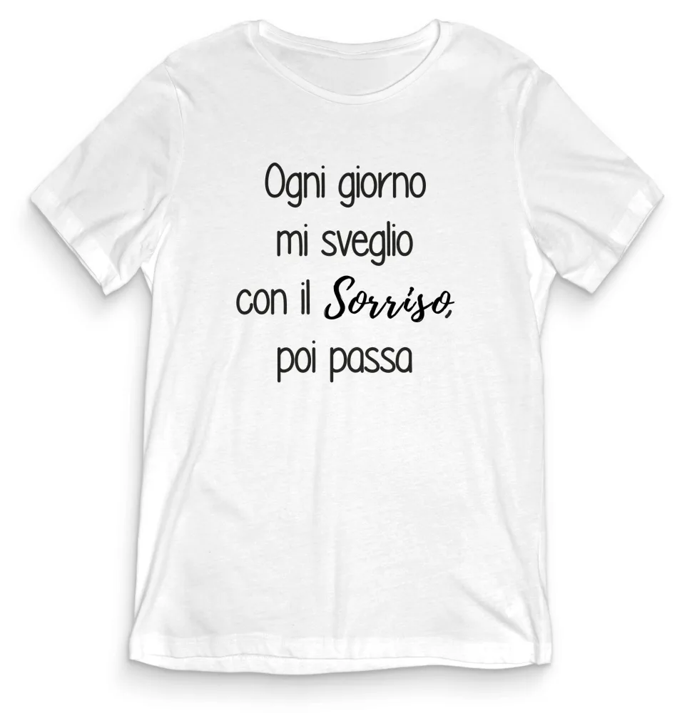 T-shirt Divertente – MI SVEGLIO COL SORRISO – tee24-019