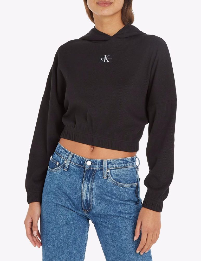 Calvin Klein Felpa Donna Badge Rib Hoodie - immagine 3
