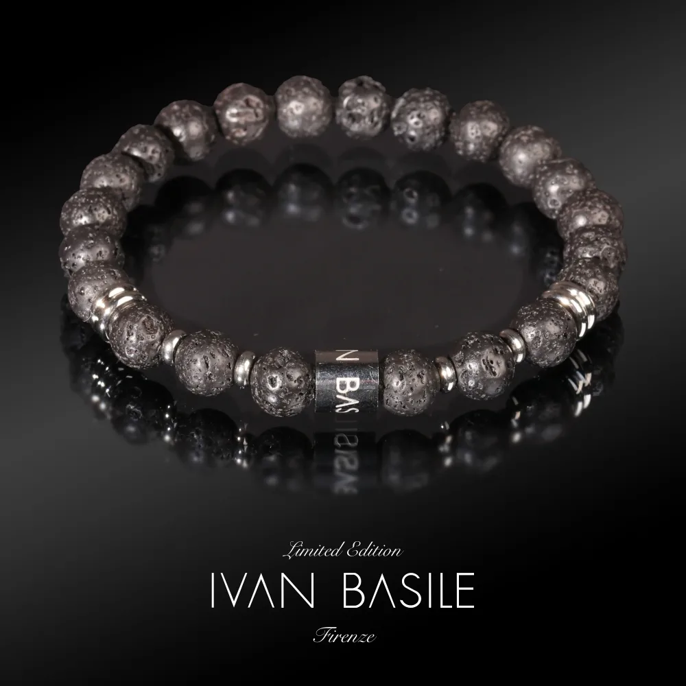 PIETRA DE LAVA Bracciale elastico 8mm