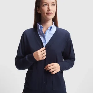 Cardigan da Lavoro Donna EXPLORER WOMAN – Maglia Jersey con Scollo a V e Coste 1×1