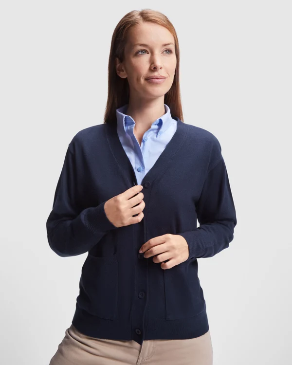 Cardigan da Lavoro Donna EXPLORER WOMAN – Maglia Jersey con Scollo a V e Coste 1x1