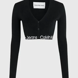 Calvin Klein Maglia Donna Logo Intarsia Sw Cardigan Calvin Klein Maglia Donna Logo Intarsia Sw Cardigan