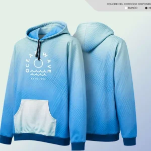 Felpa con Cappuccio Sublimatica Miya – Polsini e Orlo a Coste | Min. 25 pz