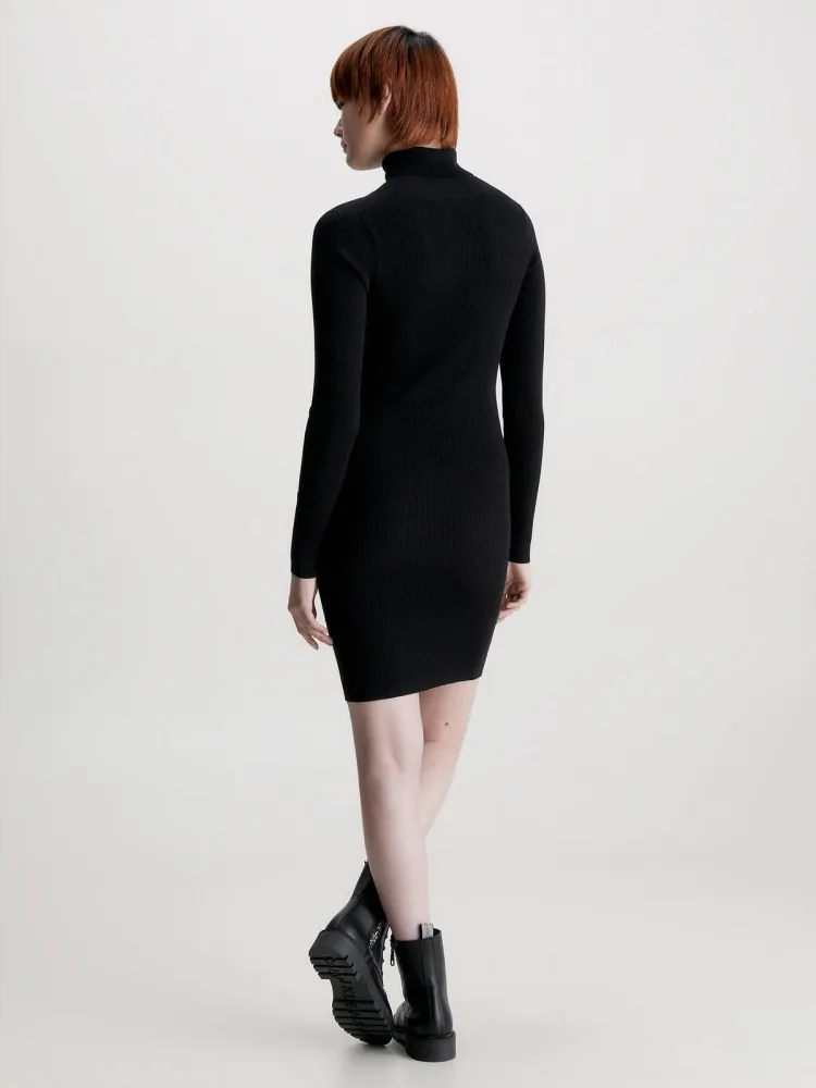 Calvin Klein Abito Donna Badge Roll Neck Sweater Dress - immagine 3