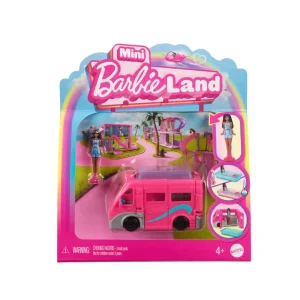Mini Barbieland – Set Bambola e Veicolo con Bambola da 3,8 Cm, Camper dei Sogni con Piscina Cambia Colore Mini Barbieland – Set Bambola e Veicolo con Bambola da 3,8 Cm, Camper dei Sogni con Piscina Cambia Colore