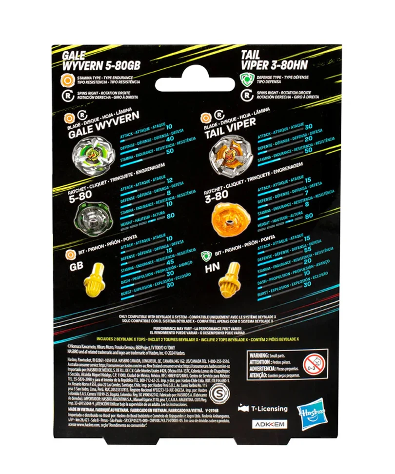 Beyblade X - Dual Pack: Gale Wyvern 5-80GB & Tail Viper 3-80HN - immagine 3