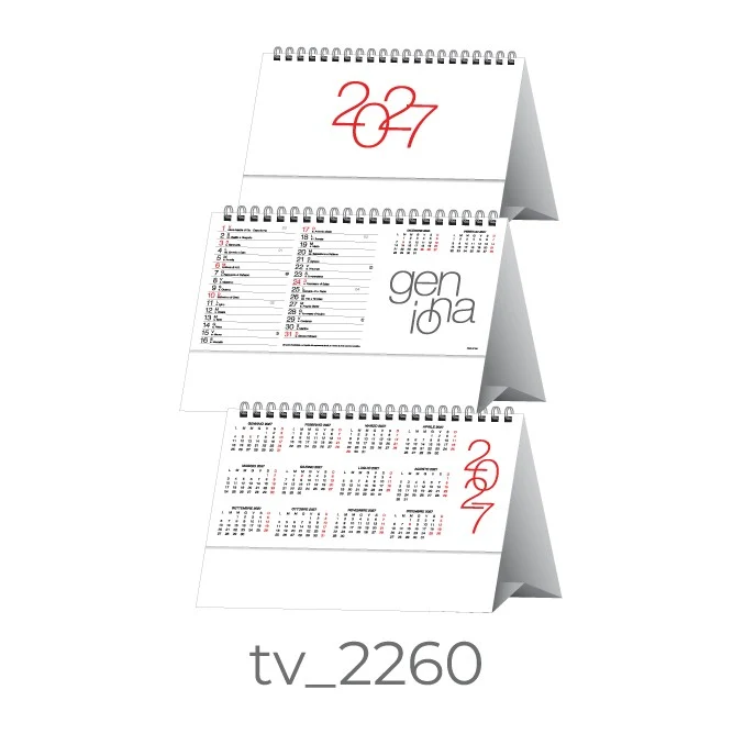 Calendario Olandese 2260 – Mensile da Tavolo 2027 Personalizzato, Adesivo su Base, da 100 pezzi personalizzazione compresa