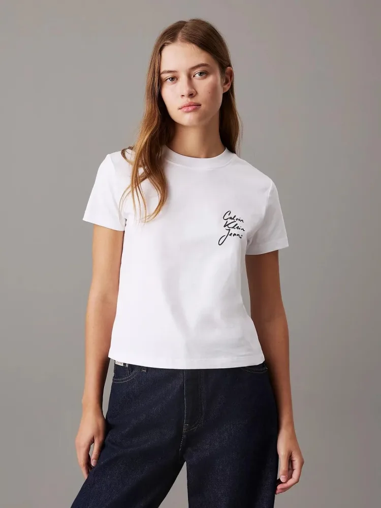 Calvin Klein T Shirt Donna Script Inst