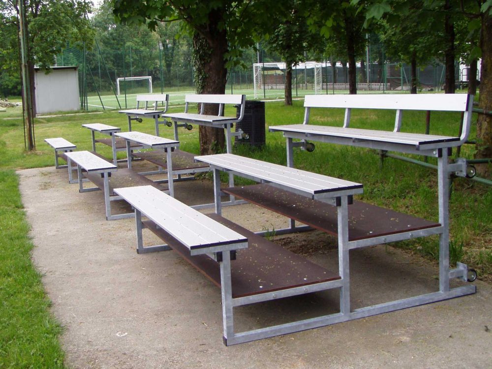 Modulo Tribuna 3 File - Acciaio Zincato a Caldo Ribaltabile - 2 Metri - Seduta Alluminio