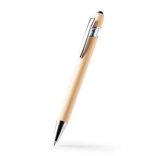 Penna a Sfera in Bambù con Pulsante Metallico e Puntatore Touch | Inchiostro Blu Penna a Sfera in Bambù con Pulsante Metallico e Puntatore Touch | Inchiostro Blu