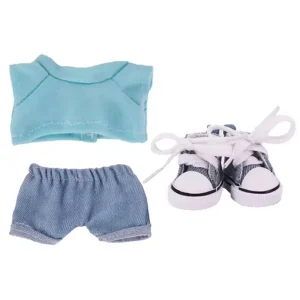Set Outfit T-Shirt Azzurra, Jeans e Scarpe Denim per Labubu (17 cm) Set Outfit T-Shirt Azzurra, Jeans e Scarpe Denim per Labubu (17 cm)