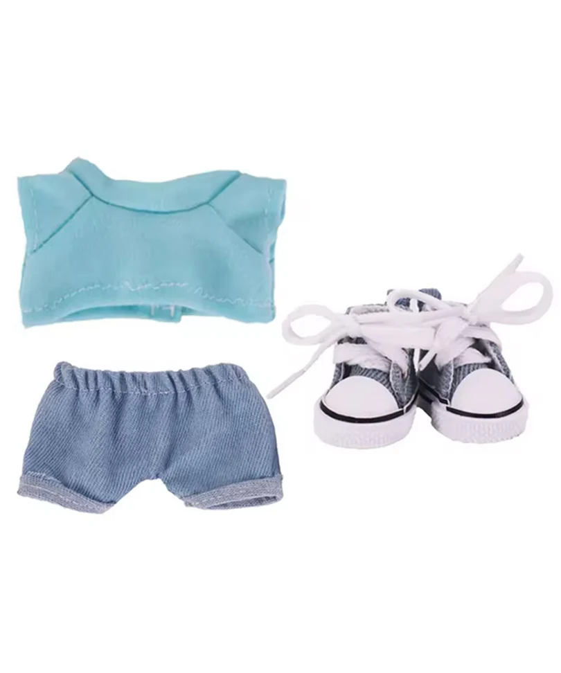 Set Outfit T-Shirt Azzurra, Jeans e Scarpe Denim per Labubu (17 cm)