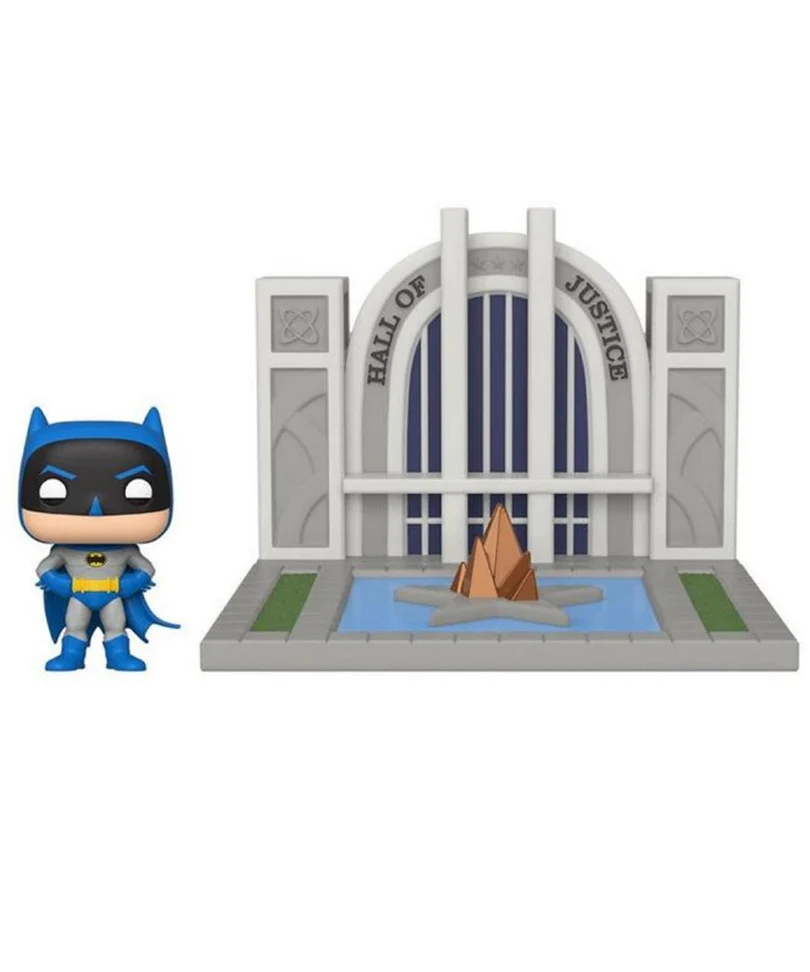 Batman with the Hall of Justice