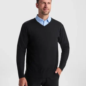 Maglione da Lavoro HILUX – Collo a V in Maglia Jersey con Coste 1×1
