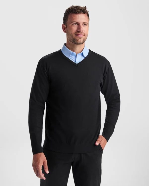 Maglione da Lavoro HILUX – Collo a V in Maglia Jersey con Coste 1×1 Maglione da Lavoro HILUX – Collo a V in Maglia Jersey con Coste 1×1