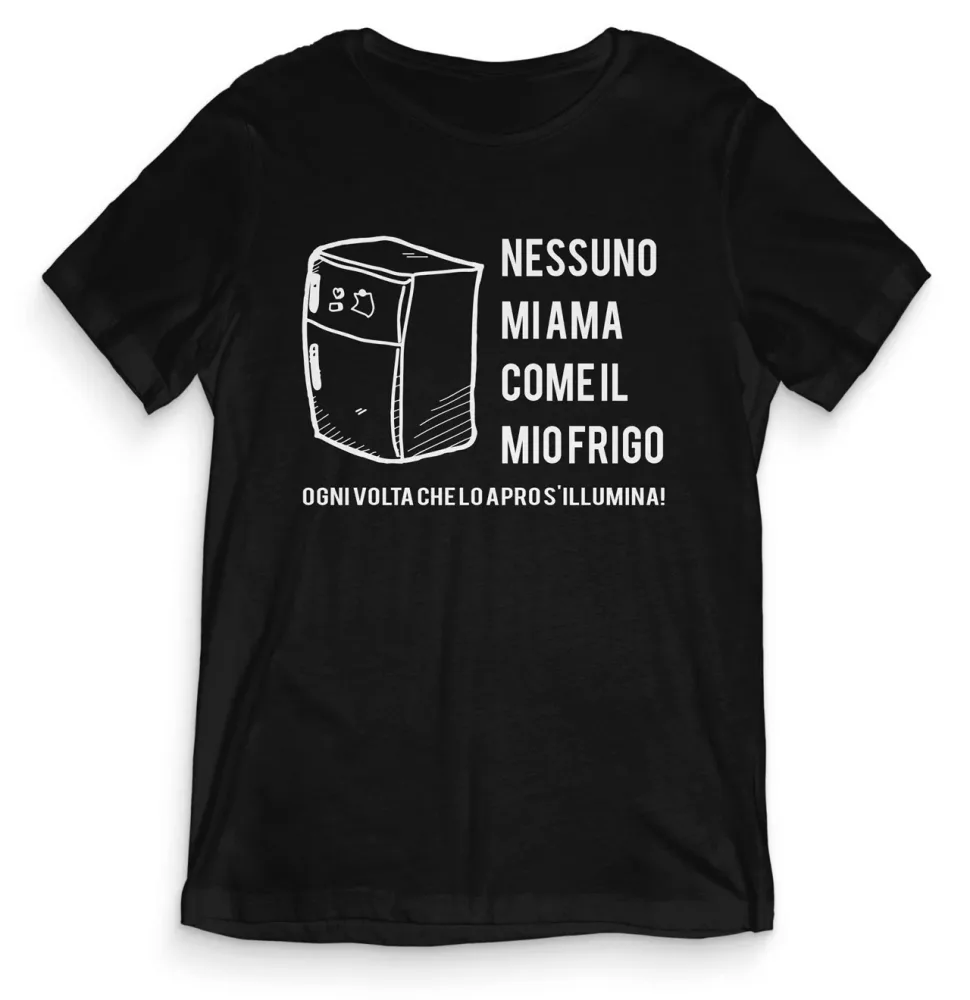 TeesBlitz tee155 –  T-Shirt Divertente – Nessuno mi ama come il mio Frigo