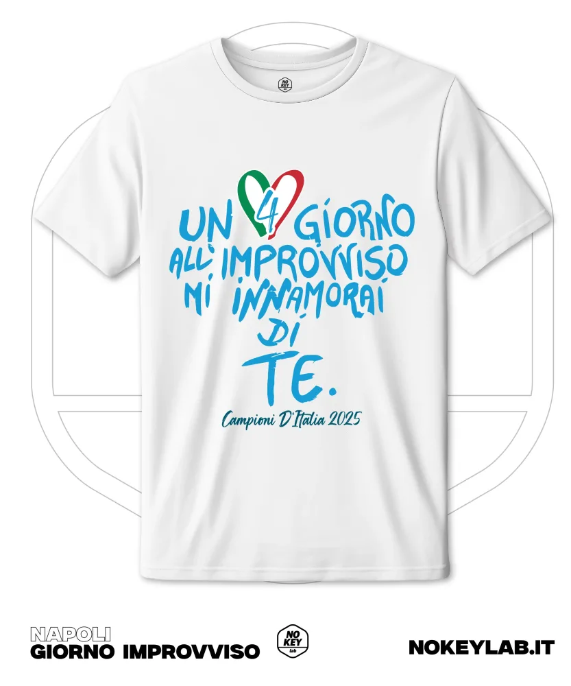 Maglia Napoli Un Giorno All'Improvviso 4° Scudetto 2025 – T-Shirt Celebrativa Campioni d’Italia - immagine 2