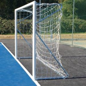 Porta da Calcetto Mobile – Acciaio Tondo Ø80mm Verniciata Bianca – Certificata UNI-EN 749 – 3x2m