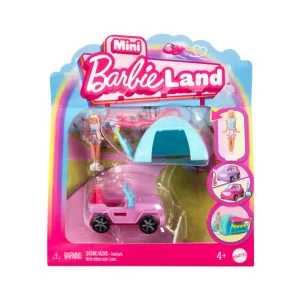 Mini Barbieland – Set con Veicolo e Bambola da 3,8 Cm, Suv Cambia Colore e Tenda Mini Barbieland – Set con Veicolo e Bambola da 3,8 Cm, Suv Cambia Colore e Tenda