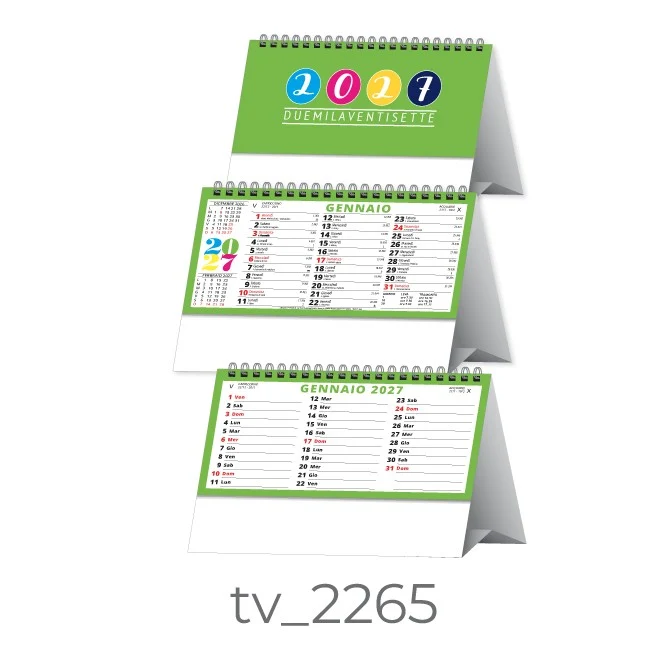 Calendario Olandese 2265 – Mensile da Tavolo 2027 Personalizzato, Adesivo su Base, da 100 pezzi personalizzazione compresa
