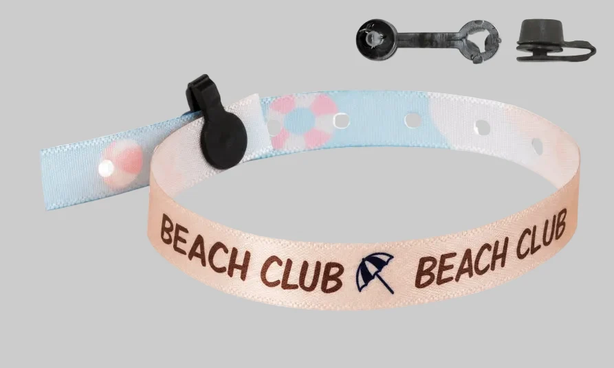 Braccialetti in Tessuto Effetto Raso Personalizzabili 10mm – Chiusura Nice | Ideali per Campeggi e Hotel