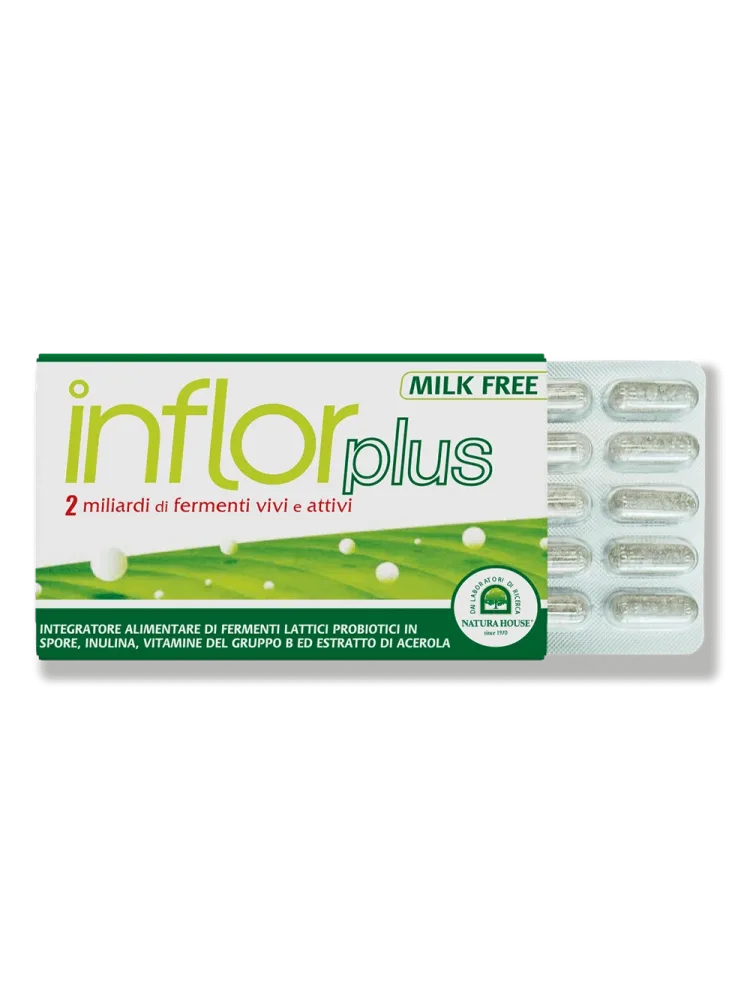 INFLOR PLUS Fermenti Lattici Probiotici in Spore vivi e attivi (2 Miliardi), prebiotico, Vitamina C e gruppo B - immagine 2