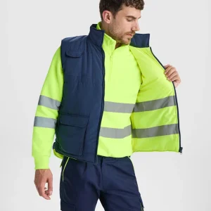 Gilet Imbottito Reversibile PERSEI Alta Visibilità – Schienale Esteso | Roly WRK Gilet Imbottito Reversibile PERSEI Alta Visibilità – Schienale Esteso | Roly WRK