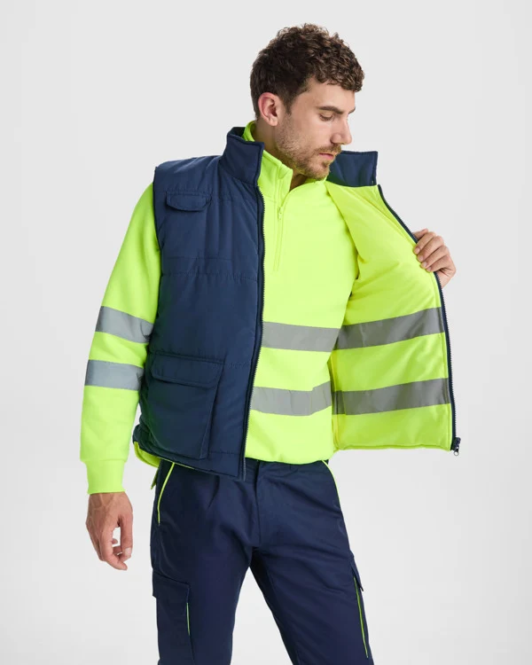 Gilet Imbottito Reversibile PERSEI Alta Visibilità – Schienale Esteso | Roly WRK