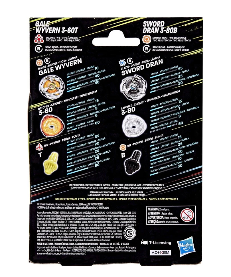Beyblade X – Dual Pack: Gale Wyvern 3-60T & Sword Dran 3-80B - immagine 3