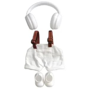 Set Outfit Salopette, Cuffie e Scarpe Bianche per Labubu (17 cm)