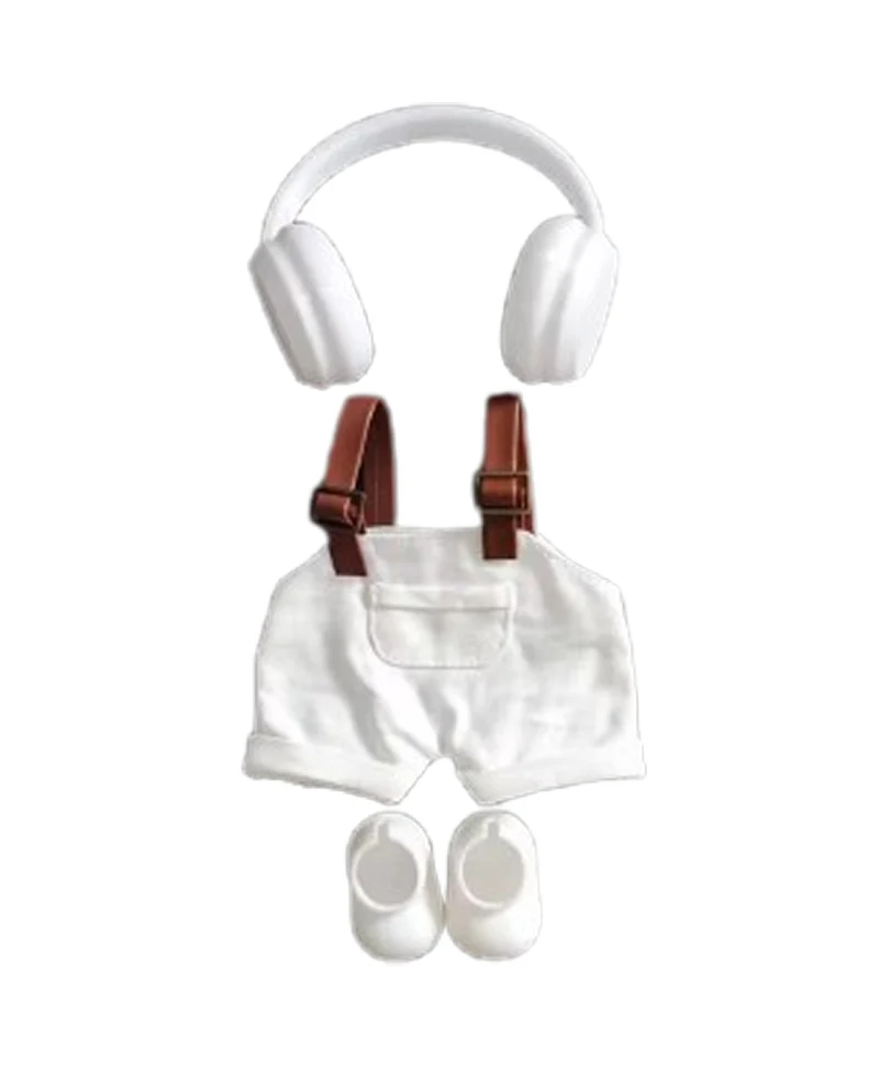 Set Outfit Salopette, Cuffie e Scarpe Bianche per Labubu (17 cm)