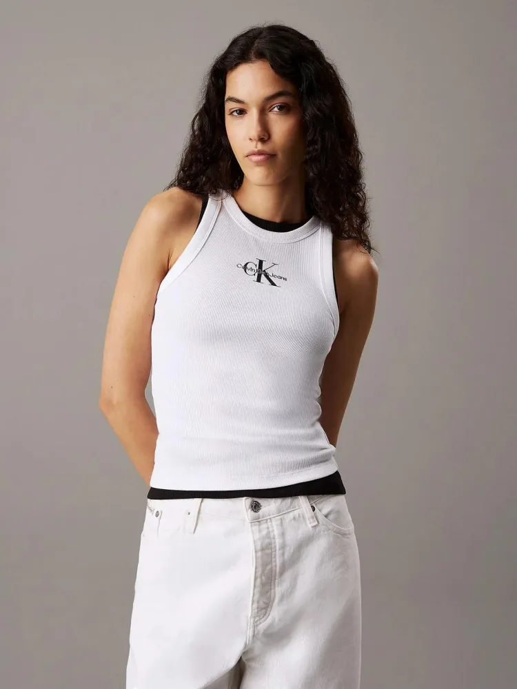 Calvin Klein Canotta Donna Monologo Rib Tank Top - immagine 2
