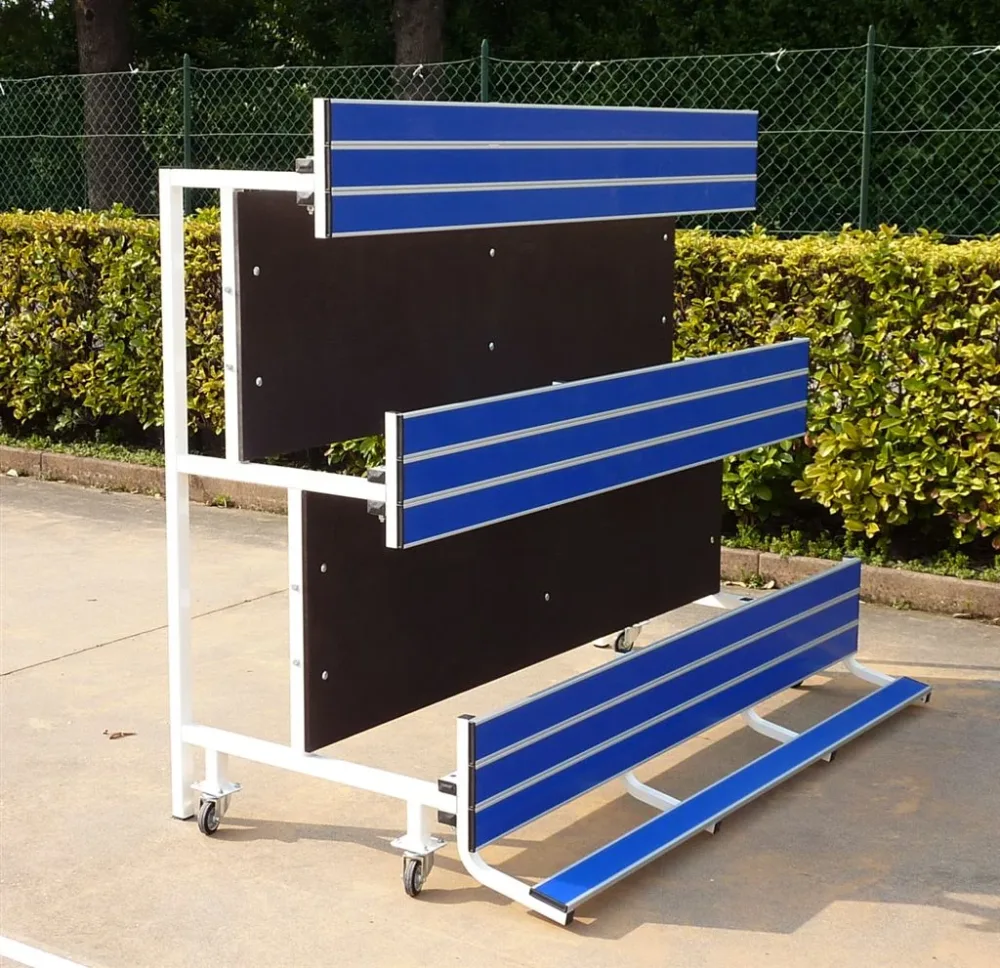 Modulo Tribuna 3 File - Acciaio Verniciato Ribaltabile - 2 Metri - Seduta Alluminio Blu - immagine 2