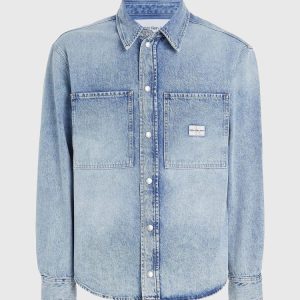 Calvin Klein Giubbino Jeans Uomo Relaxed Linear Denim Calvin Klein Giubbino Jeans Uomo Relaxed Linear Denim