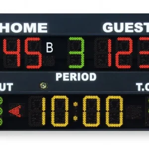 Tabellone Multisport Professionale – Tempo, Punteggio, Periodo, Bonus, Time-Out – 200x120x9cm, Visibilità 130m