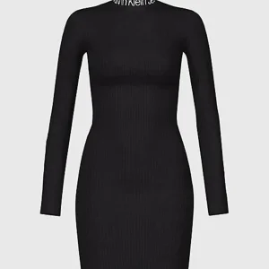 Calvin Klein Abito Donna Logo Intarsia Sweater Dress Calvin Klein Abito Donna Logo Intarsia Sweater Dress