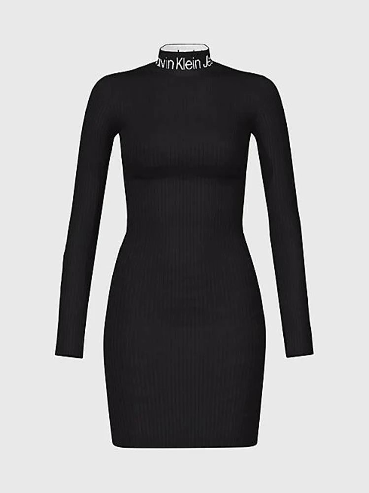 Calvin Klein Abito Donna Logo Intarsia Sweater Dress