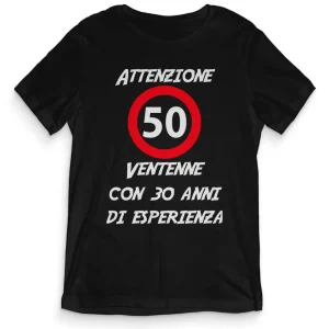 TeesBlitz T-Shirt divertente – Attenzione 50 ventenne con 30 anni di esperienza- tee21-041 TeesBlitz T-Shirt divertente – Attenzione 50 ventenne con 30 anni di esperienza- tee21-041