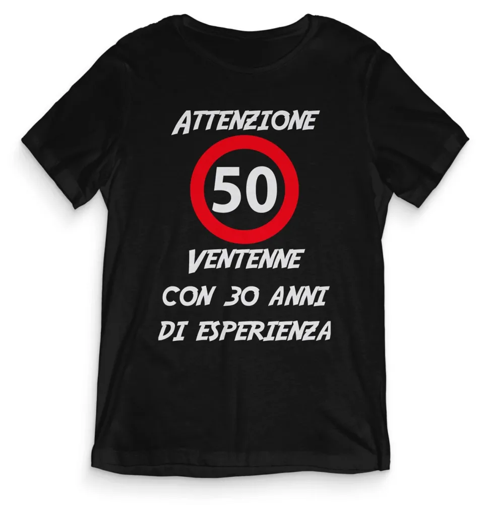 TeesBlitz T-Shirt divertente – Attenzione 50 ventenne con 30 anni di esperienza- tee21-041