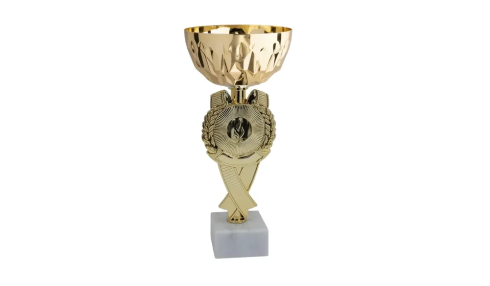 Coppa Coccarda Oro – Tazza Metallo Base Marmo